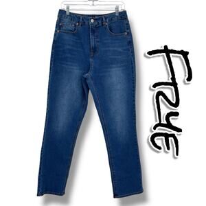 Frye Cuffed Crop Jeans Denim Amari Dark Blue High Rise Womens Size 8/29